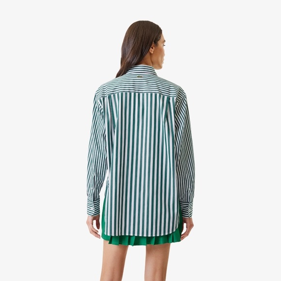 Lacoste x Bandier Striped Cotton Poplin Shirt | Size 34 - Picture 3 of 7
